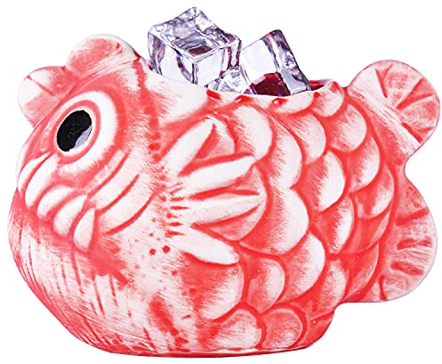 WHJY Kreative Cocktail Tiki Tasse Bar-Tiki Glas Hawaii Wein Rot Licht Fisch Keramik Tasse Becher