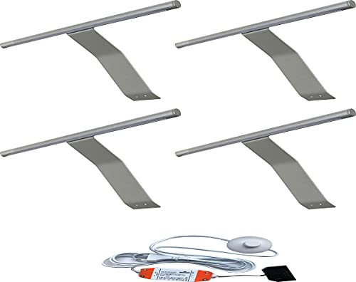ACCE LED Aluminiumkörper Schrankleuchte Regalbeleuchtung Kleiderschrankleuchten Aufbauleuchte mit Schalter und Stecker, warmweiß 3000k, Schalter:mit Fußschalter (WW, 4er)