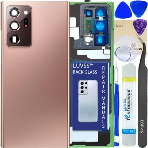 LUVSS Cache Batterie pour Samsung Galaxy Note 20 Ultra Or Bronze Coque Vitre Arrière avec Lentille de Caméra, Adhésifs, Kit Outils, Guide De Réparation SM-N985 N986B