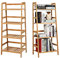RELAX4LIFE Standregal Bambus, Bücherregal 4 Ablagen, Multifunktionales Regal, Leiterregal freistehend, Baderegal Blumenregal Aufbewahrungsregal, für Küche Balkon Wohnzimmer Büro, 48x32x115 cm (Natur)