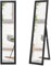 COSTWAY 2 IN 1 Ganzkörperspiegel, Standspiegel und Wandspiegel mit Holzrahmen, Ankleidespiegel 37 x 155cm, Garderobenspiegel für Schlafzimmer, Wohnzimmer und Eingangsbereich (Schwarz)