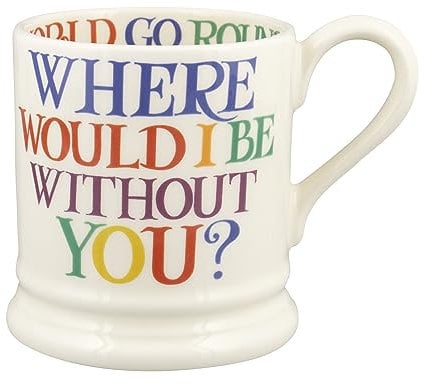 Emma Bridgewater Large Mug 1/2 Pint, Ceramic Coffee Mug Large - Stoneware Mug, Cappuccino, Latte, Coffee, Tea Cup - Beautiful Mugs, Birthday Gift - Coffee Mug Rainbow Writing Without You