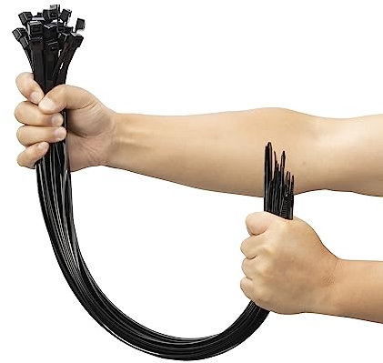 XINGO 100 Stück Kabelbinder Schwarz, 650mm x 9mm Breit, Zugfestigkeit 80KG, UV Beständig, Großes Set für Kabelmanagement