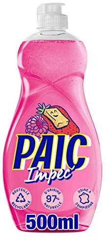 PAIC - Liquide Vaisselle Paic Impeccable Fruits Rouges - Élimine les Graisses Tenaces et les Mauvaises Odeurs - 500 ml