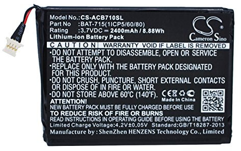 Cameron Sino Akku für Acer Iconia B1-A71, Iconia B1-A71-83174G00nk, Iconia Tab B1, Iconia Tab B1-710 PN:Acer BAT-715(1ICP5/60/80), KT.00103.001 2400mAh / 8.88Wh