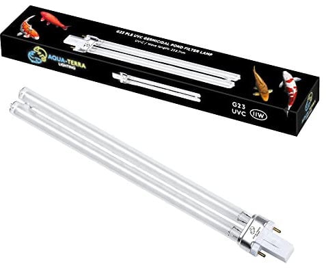 Aqua-Terra Lighting 11W Pond Filter bulb – UVC ultra violet bulbs for Filters & Clarifiers – Germicidal G23 2pin PLS lamp base for replacing UV bulbs in garden pond filters