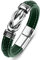 Dsnyu Armband Jungen, Silber Grün Armreifen für Herren mit Magnet Verschluss, 20CM Überlappend Freundschaftsarmbänder Klassik Schmuck