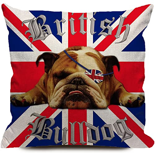 Union Jack Kissenbezüge 114 x 114 cm Englische Bulldogge kreative Persönlichkeit Union Jack Haustier Hund Zuhause Wurfkissenbezug Personalisierter Kissenbezug 45 x 45 cm