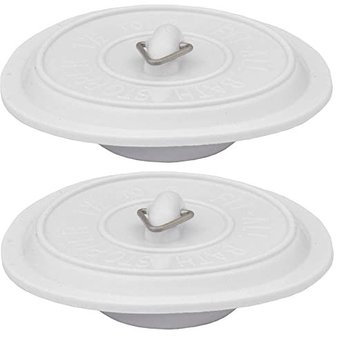 75mm White Plastic Bath Plug – Replacement Drain Stopper for Kitchen Sinks, Basins and Bathtubs (Fits 1.5 to 2 Inch Plugholes, Pack of 2)