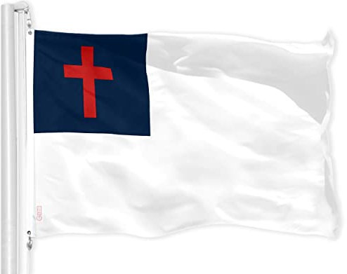 G128 Christliche Flagge,12.7x18.2 cm,LiteWeave Pro Serie bedruckt 150D Polyester,religiöse Flagge, für drinnen und draußen, Messingösen, dicker und langlebiger als 100D 75D Polyester