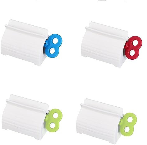 GYWHOOFT Lot de 4 presse-tubes en plastique pour tubes de dentifrice, peinture, crème (rouge, vert, bleu)
