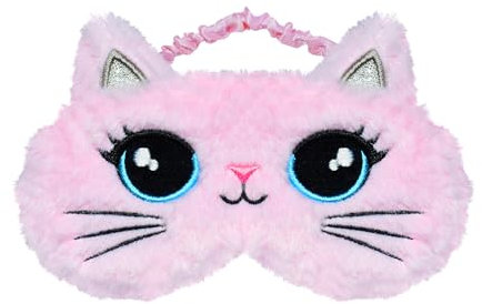 Nette Augenmaske für Kinder, Ynaice Cartoon Katze Tierschlaf Augenmaske Abdeckung Flauschig weiche Plüsch Schlafmaske für Nacht, Reisen, Nap, Herren, Frauen (Rosa, Katze)
