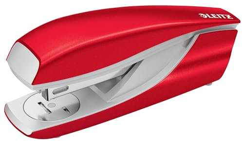 Leitz WOW Heftgerät, 30 Blatt Tacker inkl. 200x Heftklammern, Ergonomischer Hefter aus Metall mit Kunststoffelementen, Ideal für Büro, Home Office, Geschäfte & Schule, Rot, 55022026