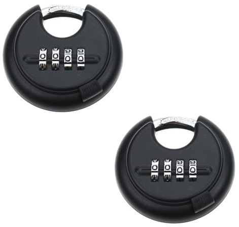 2 lucchetti a combinazione resistenti, impermeabili, in acciaio inox, per esterni, per cancelli, capannoni, garage, armadietti, palestra (nero)