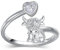 Hochlandkuh Offener Ring 925 Sterling Silber Einstellbare Niedliche Kuh Ringe Flauschiger Hochlandkuh Ring mit Liebevollem Herz Hochlandkuh Highland Cow Schmuck Geschenk für Frauen Mädchen(Größe 8)