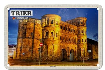 FEMER Blechschild Städte Trier Porta Nigra Altstadt Deko 18x12cm Schild