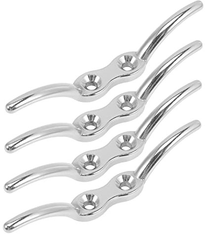 Happyyami Geschmückt 4 Stück Hakenseilpoller Nautischer Klampenhaken Kleine Bootsklampen Seilklampe Seilhalter Für Boote Zubehör Für Fahnenmasten Kajak Bootsseil Edelstahl 316