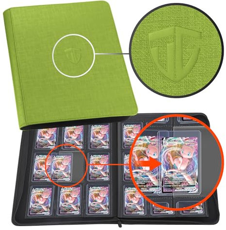 TCGUARD Sammelkarten Album für 216 Karten, 9 Fächer Binder mit Hüllen für 3x4 Rigid Toploader Card, Trading Card Binder für TCG, MTG-Karten, Kartensammelalben (Grün)