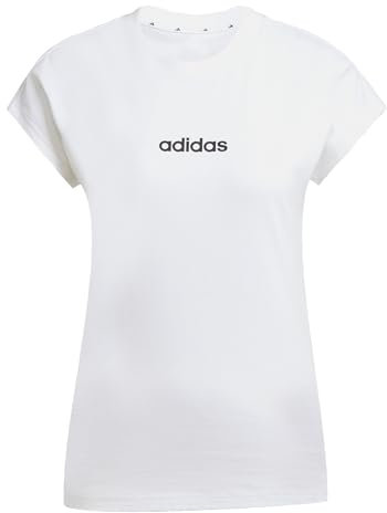 adidas Damen Essentials Linear Cotton T-Shirt, White/Black, XL