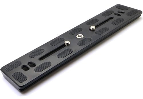 RALSPEC PU200 Quick Release QR Plate 200mm Long Base Extension Rail Mount for Arca Swiss Camera Tripod Ball Head 1/4 Screws + 3/8 Adapter