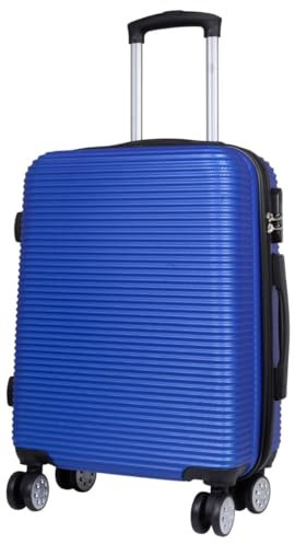 Warenhandel König Hartschalen Koffer Trolley Ilsede Handgepäck Querrillendesign - Farbe Blau - Gr. M