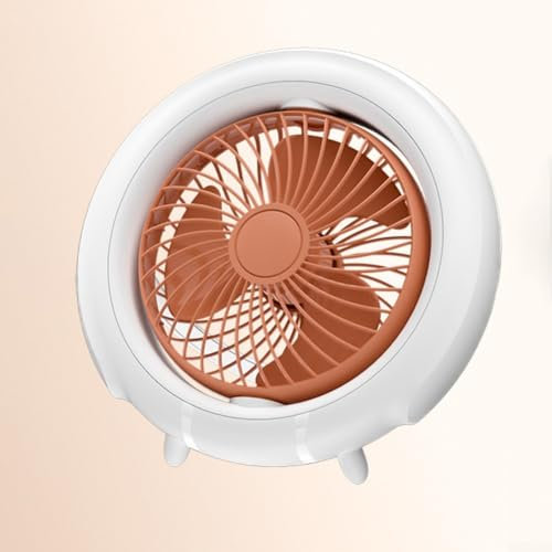 Desk Fan With USB Rechargeable, With Night Light, Can Be Hung, Standing Or Wall-mounted With Three Wind Speeds For Desk Or Ceiling Use(orange)