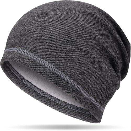 ADVIGO Laufmütze Herren, Klassische Mütze Damen, Elastisch Bequem Beanie Mütze, Mütze Herren Winter Atmungsaktive Sportmütze Fahrrad Mütze für Laufen Skifahren Radfahren Snowboarden Klettern (Grau)