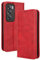 WBWONE Leather Folio Cover per OPPO Reno 12 Pro 5G / Reno12 Pro 5G, Custodia in Pelle PU Magnetica Libro Flip Portafoglio con [Funzione Stand]. Rosso
