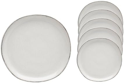 Van Well Lot de 6 assiettes à dessert Urban de 20 cm, crème, en grès pour petit déjeuner, assiettes à dessert rondes, assiettes à gâteau