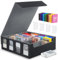 MoKo Caja de Almacenamiento para Tarjetas Coleccionables, 3000+ Caja de Cubierta MTG con 24 Divisores de Colores y 4 Soportes para Cartas, Estuche para Cartas de Juegos Mágicos, YugiOh, Negro/Gris