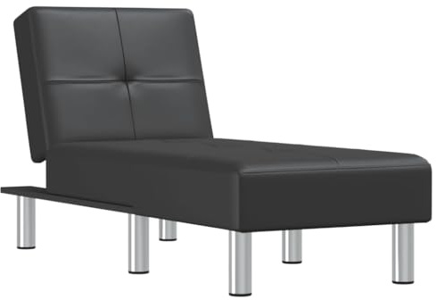 Kangmusi Chaiselongue Schwarz Kunstleder, Schwarz 352849