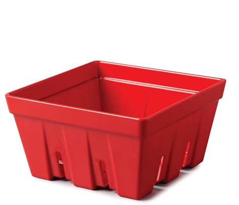 Zeal Fridge Storage Box for Fruits and Salad, Melamine Kitchen Storage Container – Wash and Serve Fruit & Salad Colander Box, Large 19cm (Red)