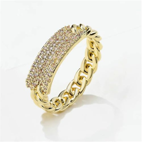 GleaMora Gold Kettenring mit CZ Ringen für Frauen Punk Finger Ring Licht Luxus Verlobung Hochzeit Schmuck Freunde