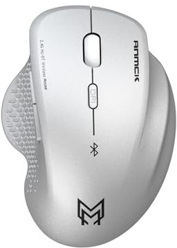 Mouse Bluetooth, Mouse Ricaricabile Senza Fili (Modalità Doppia: BT 5.1 + 2,4G), DPI Regolabili 1000/1200/1600, Ergonomico Silenzioso per Laptop, PC, Computer, Mac OS, Android, Windows.