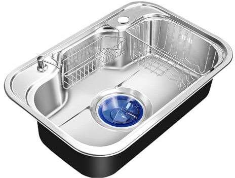 Fregadero de Cocina de Acero Inoxidable Cepillado con Escurridor Fregadero Bajo Encimera 304 Engrosado Gran Capacidad con Grifo Retráctil Para Cocinas, Mostradores de Bar y Balcones(No faucet,72*47cm)