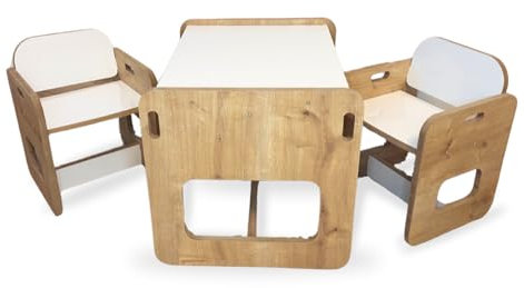 Malino Kindersitzgruppe aus Holz – Set aus 1 Tisch und 2 Stühle – Robuster Spieltisch für Kinder – Kindertisch perfekt für Kinderzimmer Kindermöbel Jungen & Mädchen ab 2 Jahren