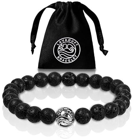 LAVADUFT® Bracelet Lavastein Männer Armband - Diffuser Armband für Duftöle und ätherische Öle geeignet. Gegen Angst für Stärke, Mut, Ausdauer