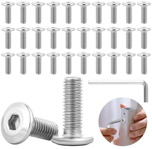 30 Stück M6 x 16mm Flachkopfschrauben mit Innensechskant, 304 Flachkopf Vollgewinde Schrauben, Edelstahl A2 V2A flachkopfschrauben für Mechanischen Geräten, Elektronischen Geräten