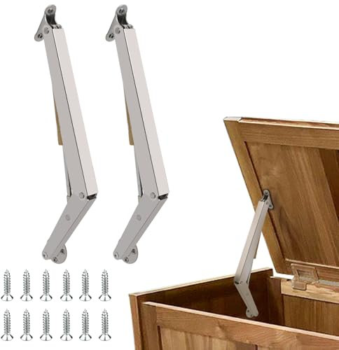 2 Pack | 20KG Gas Strut Spring Hinges for Heavy Lids to Keep Stay, Slow Down and Soft Close, Hydraulic Hinges for Toy Box Chest, Bench, Toolbox and Basement Floor Door