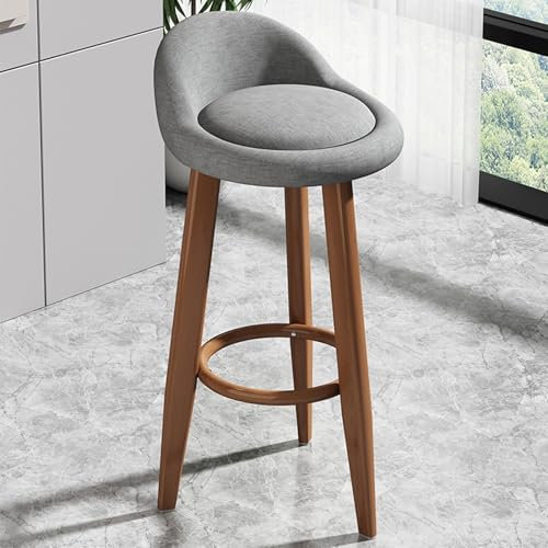 Tabourets de bar modernes pour petits espaces - Chaise de salle à manger confortable sans accoudoirs pour la maison, la chambre à coucher, le bureau - Grain de noyer et gris - 70 cm