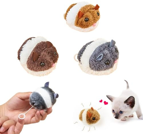 Luoyuanjia 2 PCS Clockwork Mouse Toy Creative Toy Mouse Wind Up Mouse Funny Plush Mouse Toy for Cat Dog Pet