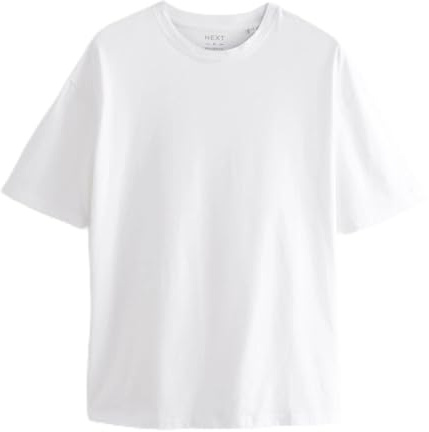 NEXT Herren Locker Rundhals-T-Shirt im Relaxed Fit Weiß M