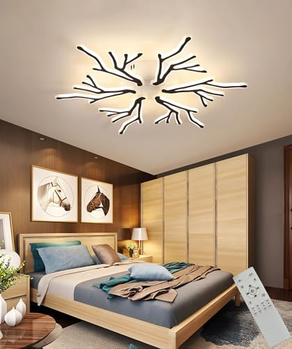 JINGKER LED Deckenleuchte moderne Kunst Stil Geweih Deckenleuchte led dimmbar Wohnzimmer Deckenbeleuchtung 3-15 Kopf Deckenlampe mit Fernbedienung dimmbar Schlafzimmer Esszimmer Büro Licht (6 Köpfe)