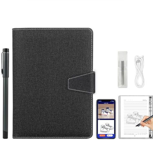 RIDEONMOP Syncify Digital Sketchbook mit 5 Ersatzminen, Syncify Digital Sketchbook Pro V2, Smart Sync Pen & Notebook, Zeichnen, Schreiben, Notizen machen,Schwarz