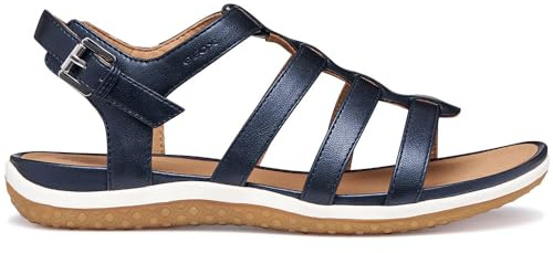 Geox Women's Vega D Flat Sandal, DK Jeans, 37 EU