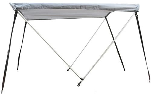 Toldo Bimini de 2 Arcos, Toldo Barco con Marco de Aleación de Aluminio de 16,2 mm, Impermeable y con Parasol, Color Blanco