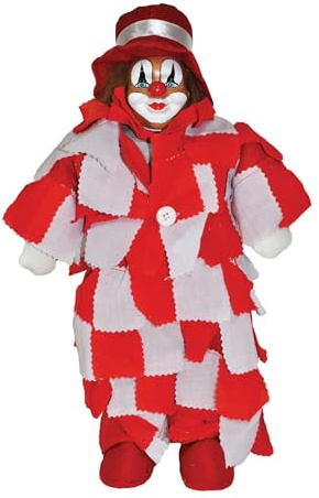 narrenkiste Fu55047 Rot-Weiß Fetzen Deko Clown Pietro Spaßmacher Clownpuppe