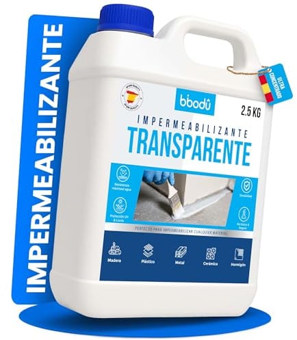 BIBODU® Sigillante Impermeabile Trasparente 2.5 KG | Impermeabilizzante Trasparente | Perfetto come Impermeabilizzante Terrazzi, Tetti, Esterni, Interni, Cucine