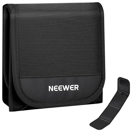 NEEWER 82mm Filter Case, Trifold Foldable Splash Resistant Protective Carry Pouch Storage Bag Accessories, Holds Up to Three 82mm Round Camera Lens Filters, PB15