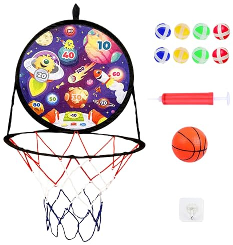 Générique Basketballkorb 2 in 1 | Basketballkorb und Darts | Sichere Sportausrüstung für drinnen und draußen als Geburtstagsgeschenk